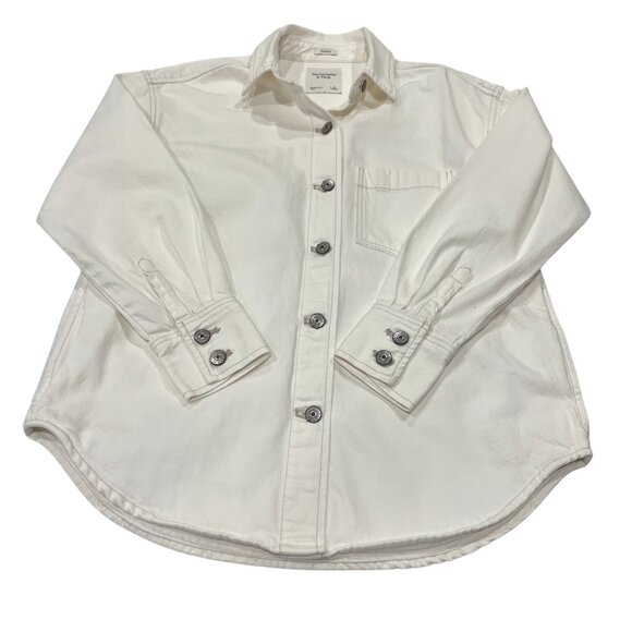 Abercrombie Oversized Denim Shacket, NWT, Cream, S - Picture 1 of 11